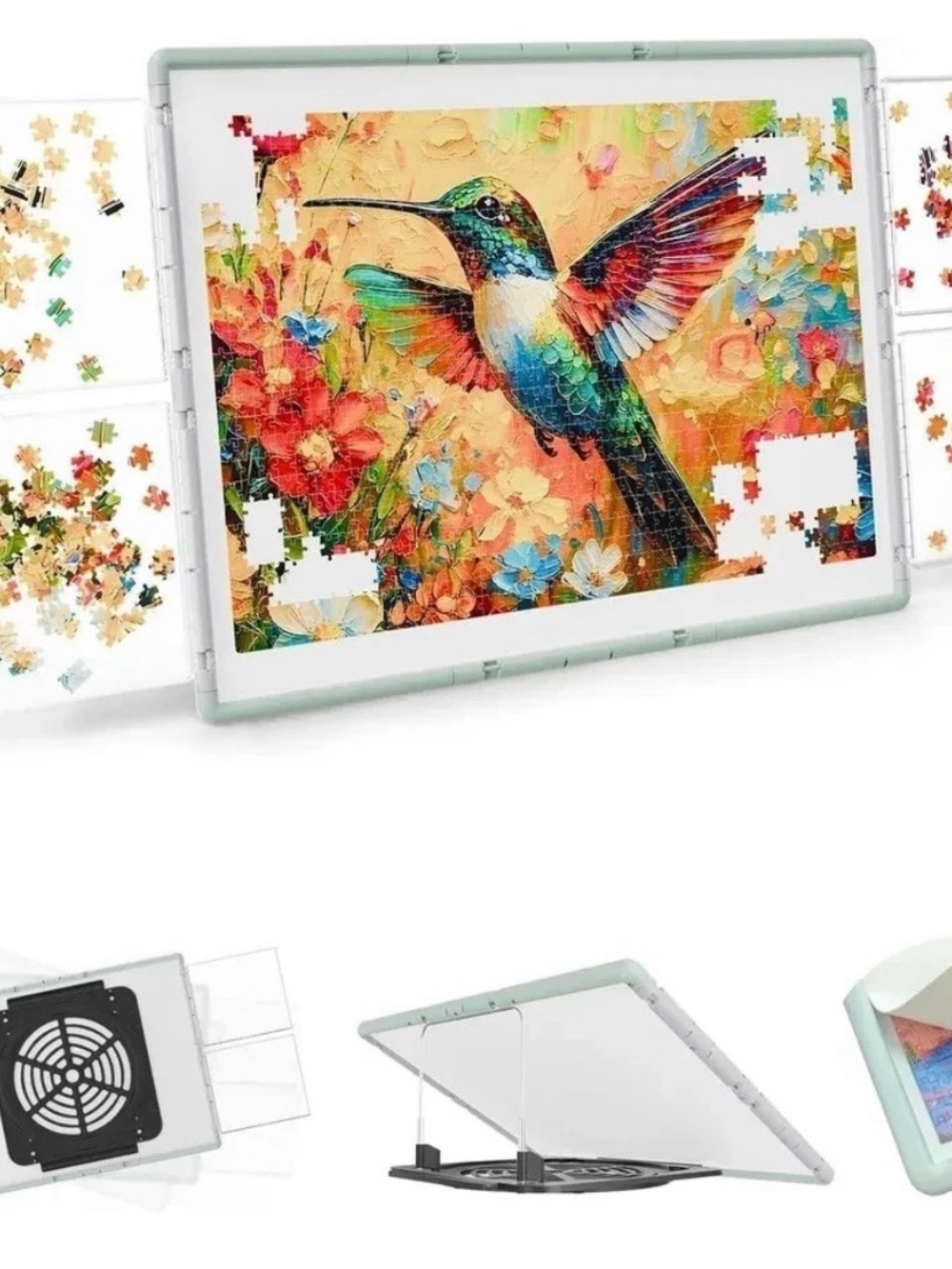 Portable Puzzle Board & Display Stand - White Frame